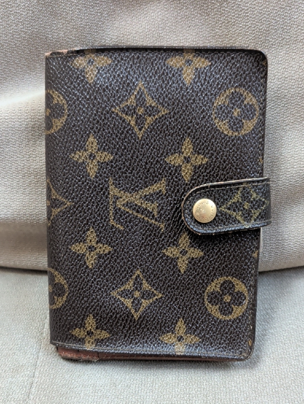 Louis Vuitton Vintage Kisslock 892FC French Monogram Canvas Brown and Gold